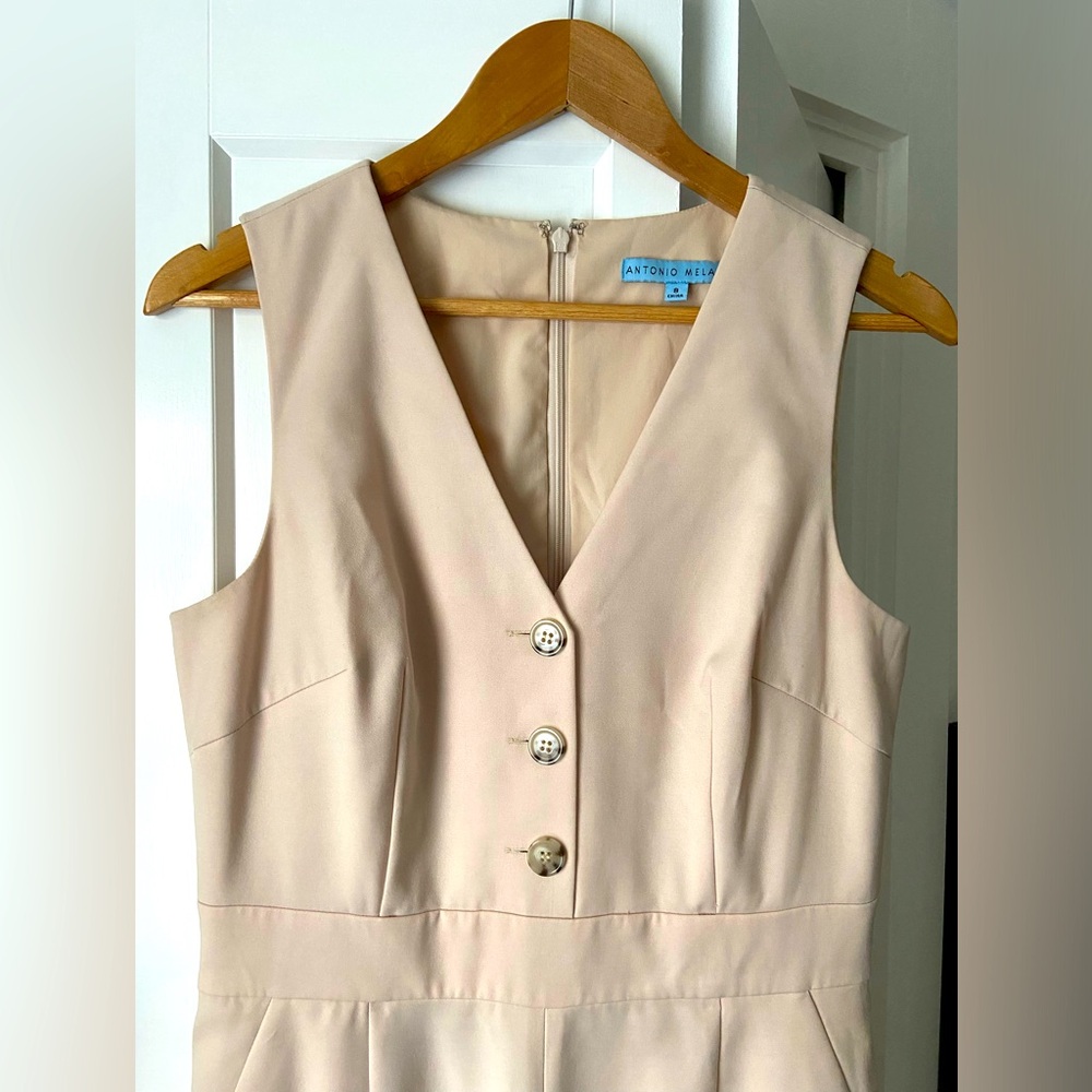 Antonio Melani structured, light tan work or business jumpsuit